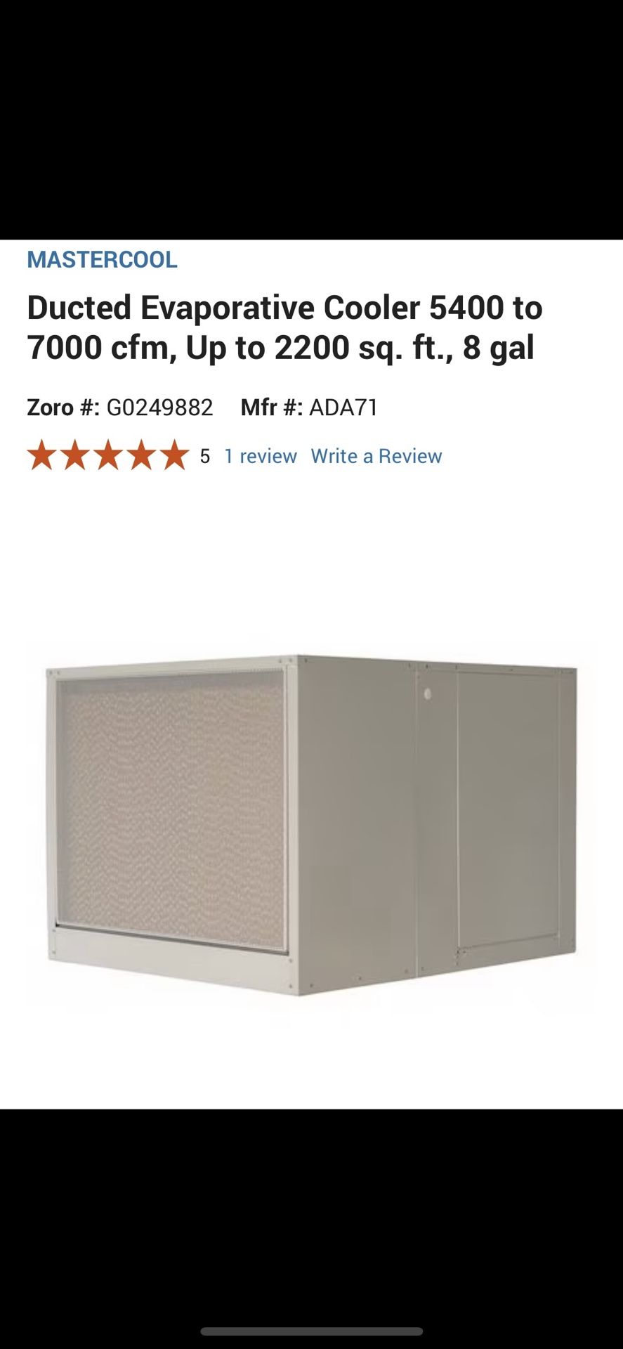 Mastercool ada71 5(contact info removed) cfm big $299 Swap Cooler Aire