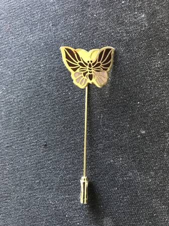 Purple Butterfly Cloisonne Inlay Enameled Stick Lapel Pin