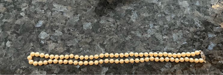 Pearl Strand Faux Necklace with Silver clasp 20 inch