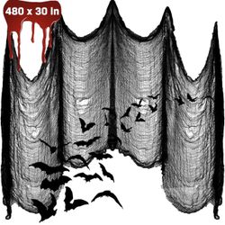 Halloween Creepy Cloth Decoration, 480" x 30" Giant Spooky Halloween Decor for Trunk or Treat Car Decorations Haunted Houses Party Outdoor Yard Home, 