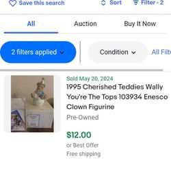 Cherished Teddies Wally You're The Tops With Me Clown On Ball Figurine