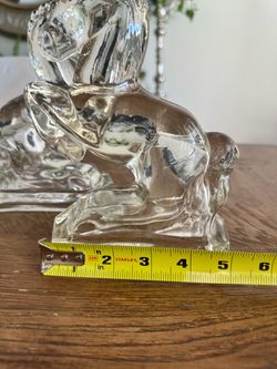 VNTG: L.E. Smith, Clear Glass Leaping Stallion Bookends.