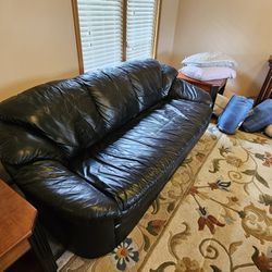 Leather Couch/Bed And Loveseat