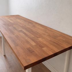 72” Butcher Block Table with White Steel Legs