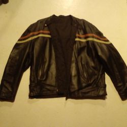 Harley Style Biker Leather Jacket..Warm and Weather Proof..New And Mint XXl Was $350