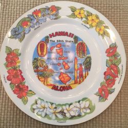 Hawaii State Souvenir Plate the 50th State Wall Decor