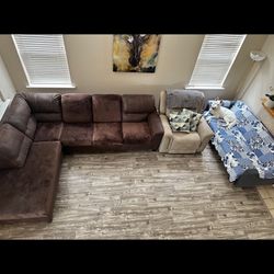 Section Couch. Left Chase. Like A New. Brown Color 