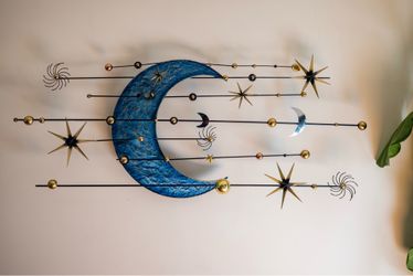 Artist House Vintage Celestial Night Moon and Stars Metal Wall Art Mid Century MCM Vintage C Jere