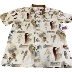 Disney Parks Marvel Avengers Camp Shirt Size Medium 2023 Button Front 60th