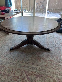 Round Wood Pedestal Coffee Table