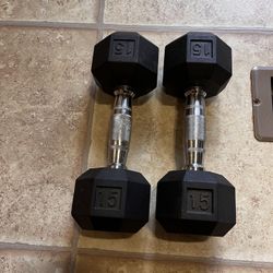 2 15 Pound Dumbells