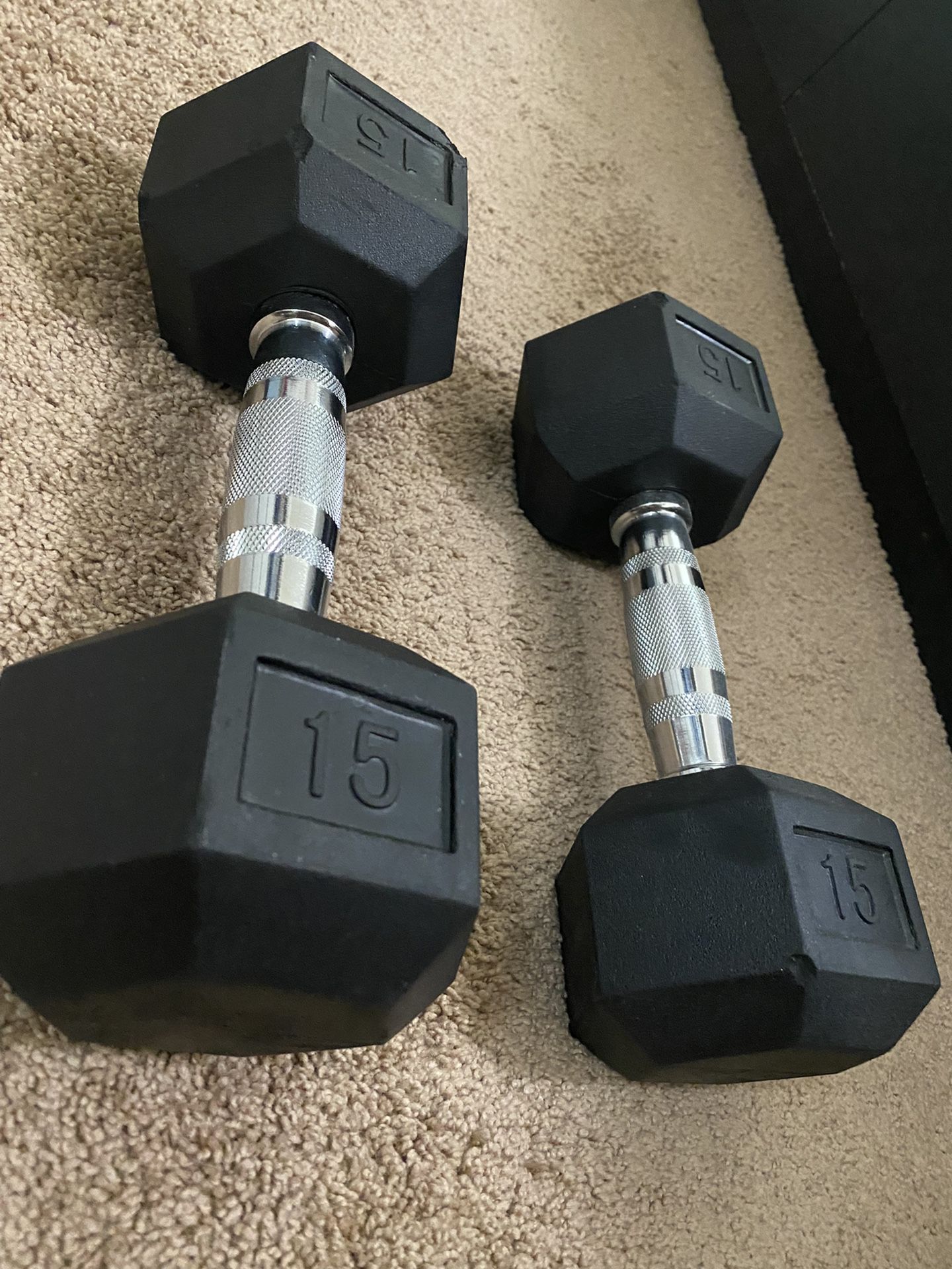 Weider Rubber Hex Dumbbell 2 X 15lbs - Good Condition 