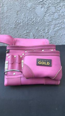 Leather Gold Pink Leather Tool Belt Pouch