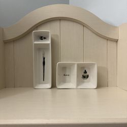 Rae Dunn Divided Ink Pen & Inkwell Holder, Sketch Ink Double Bowl Dish Desk Organizer 