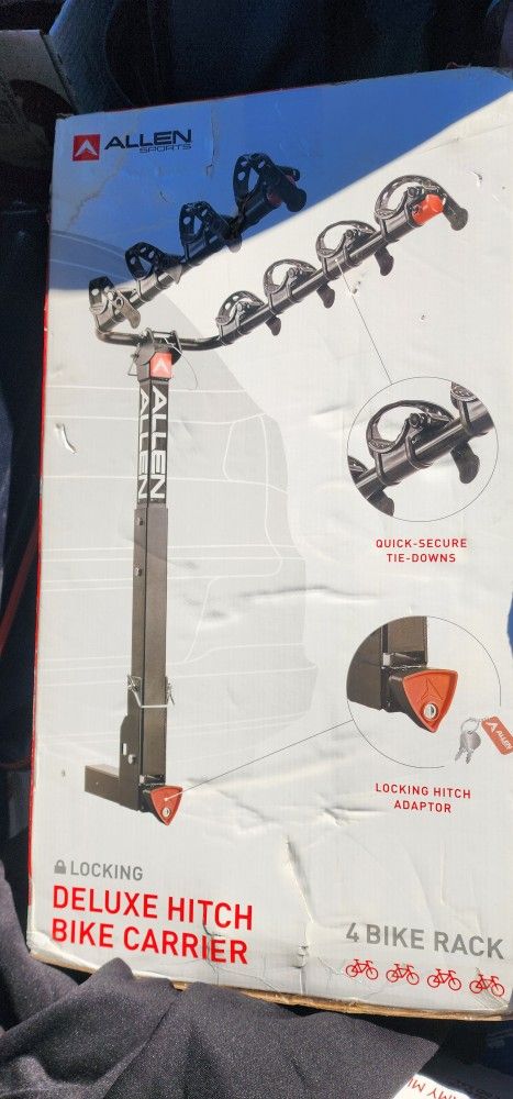 Allen Sports Block for 4 Bikes, Adapts to 2" Receiver Hooks Capacity of 140 Pounds, Black.