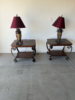 Comita-Molina matching designer end tables and Lamps