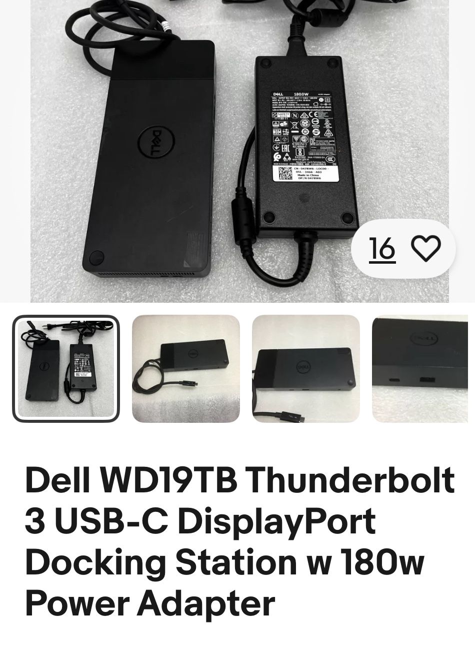 Dell thunderbolt Docking Station W Dell 180W Charger