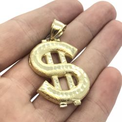 Money Sign Solid Gold 10K Pendant 