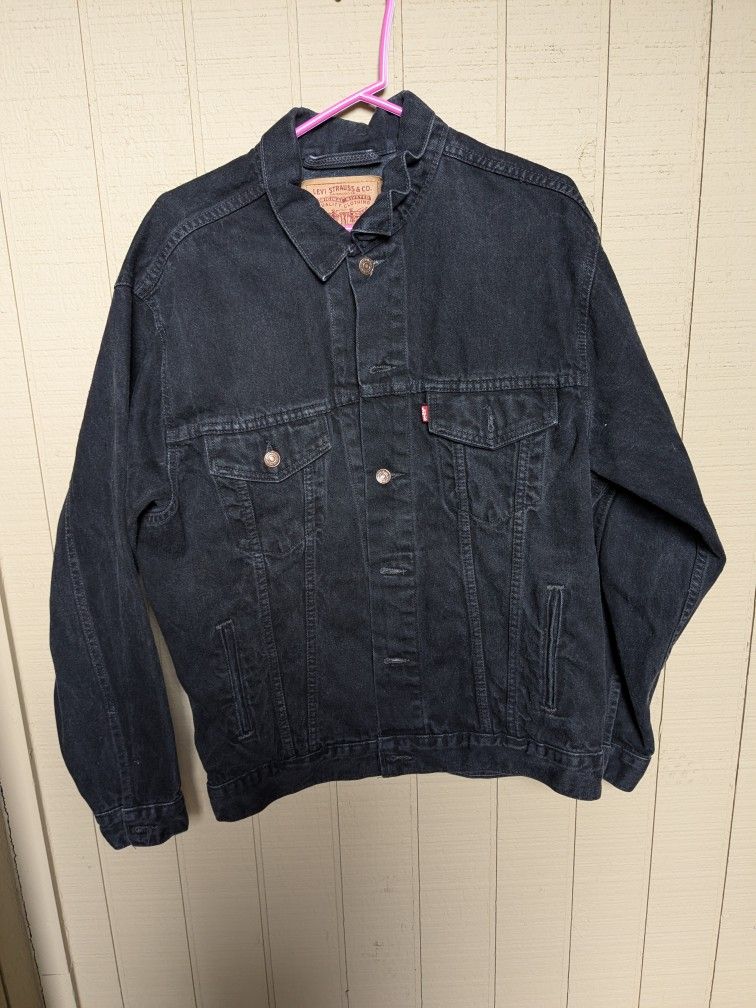 Vintage Levi's 70(contact info removed) Men's Black Denim Jacket Size Large_MADE IN USA.