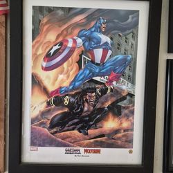 Captain America vs Wolverine lithograph  new