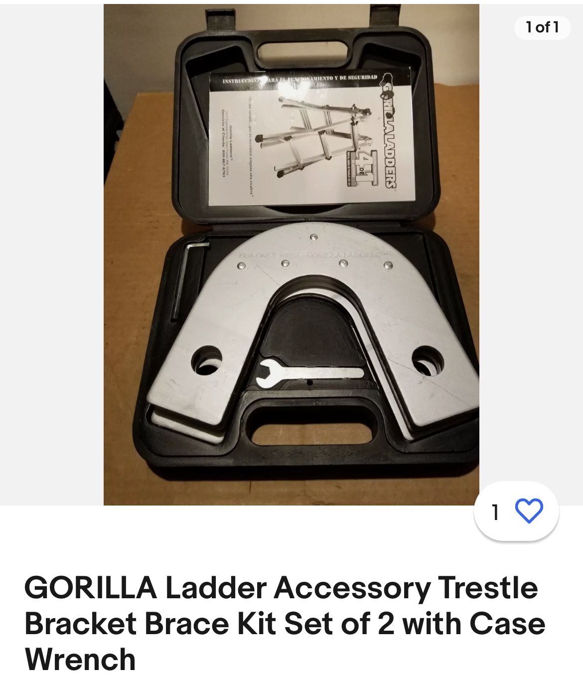Gorilla Ladder Accessory Trestle Bracket Brace Kit Set of 2 with Case Wrench