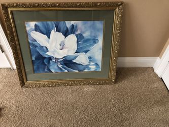 Large Magnolia matted and framed picture