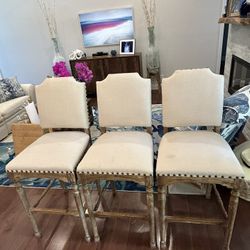 Upholstered Bar Height Chairs Set Of 3 