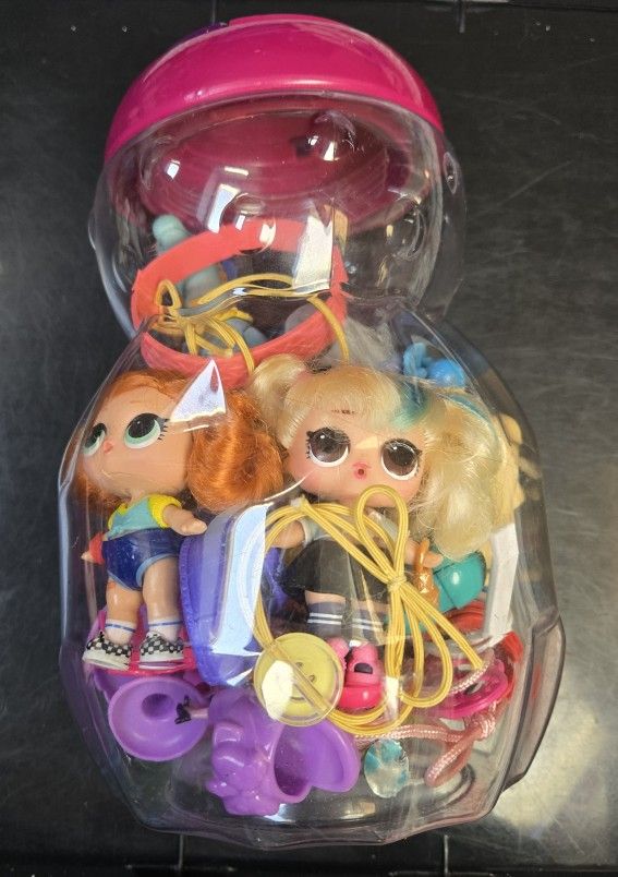 Toys Lot 3 LOL Surprise Various Dolls Hair Goals Figures, Pets, Accessories, Dollhouse Pony, Bracelets, Disney Toys, More in Carrying Container MGA E