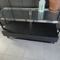 Glass Console Table With 2 Drawers 