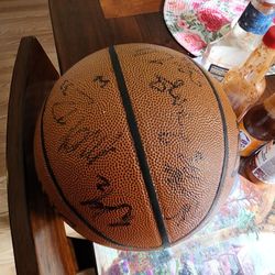 signed Portland Trailblazers ball has NATE MCMillen on it