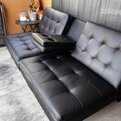Modern Black Faux Leather 