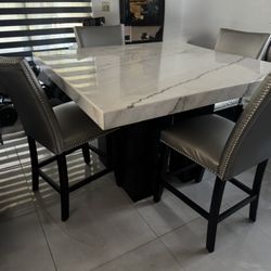 Modern Marble Dining Table Set – 4 Chairs Included