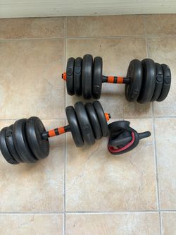 Adjustable Dumbbell Set 64 lb — Convertible Weights + Kettlebell Handle