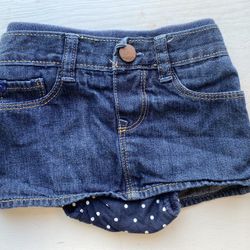 Baby Gap Girls Size 6-12 Months Dark Blue Denim Skirt w/ Attached Diaper Cover 