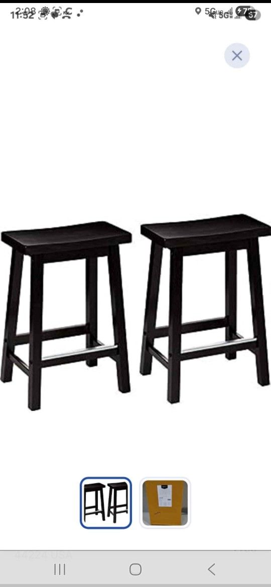 Amazon Basics Solid Wood SaddleSeat Kitchen Counter Barstool