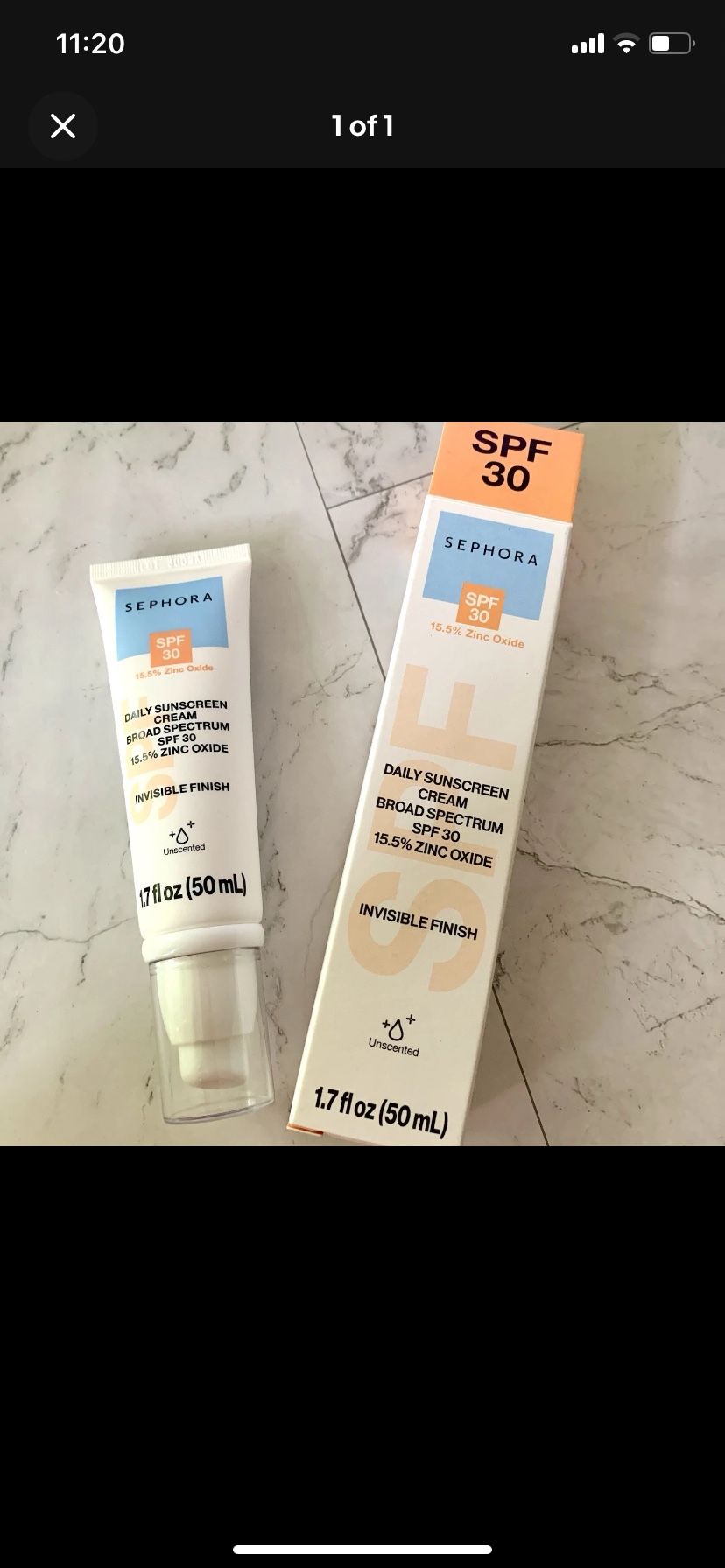 Sephora Daily Mineral Sunscreen Cream SPF 30 1.7fl.oz./50ml EXP 12/2025