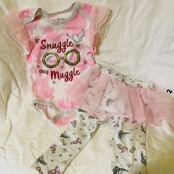 Harry Potter Baby Girl's Creeper Shortsleeve Bodysuit with Tutu Pants Size 12 Moths