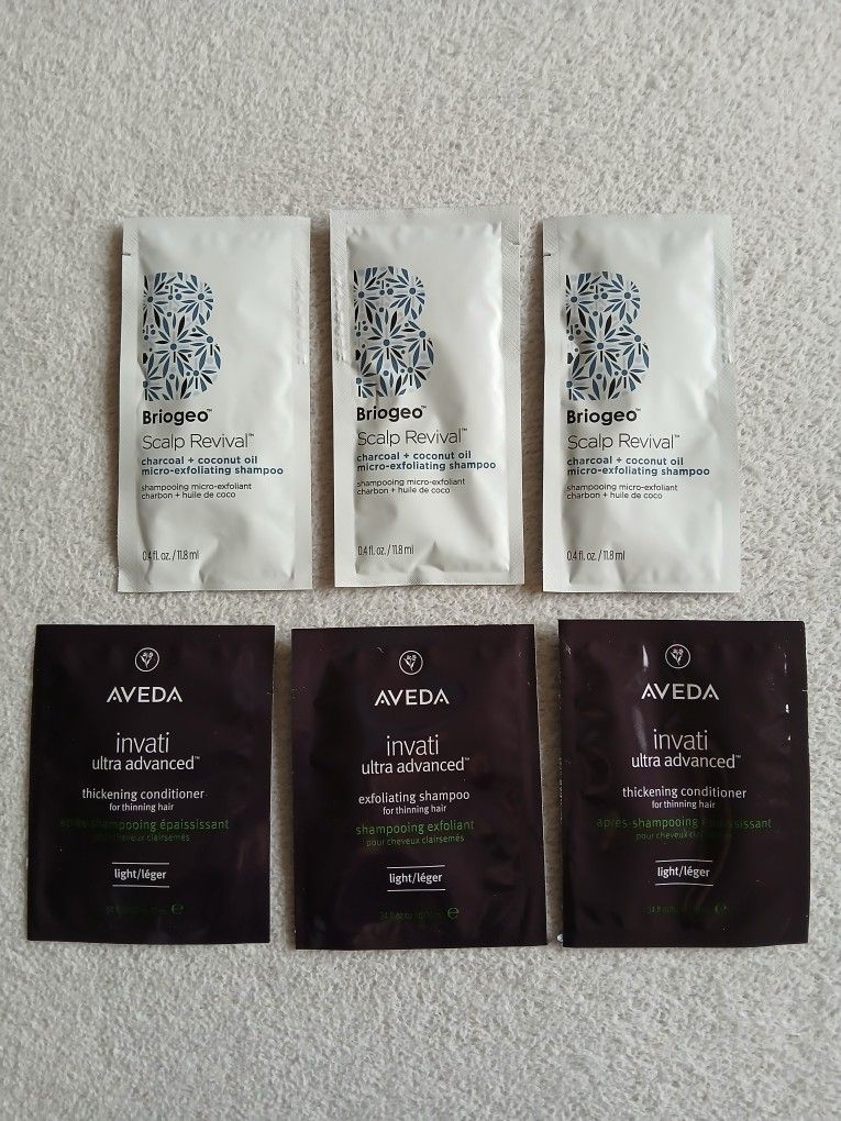 6 Pieces Aveda Ultra Advanced Shapoo And Conditioner + Briogeo Scalp Revival Shampoo