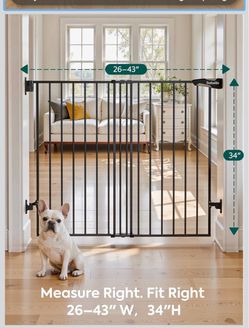 Babelio Extra Wide Baby/Pet Gate 26–43" W x 34" H