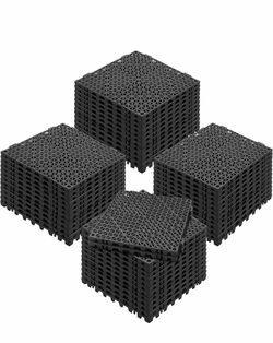 New-VEVOR Interlocking Tile 50PCS Black, Drainage Tiles 12" x 12" Splicing, Soft PVC Interlocking Drainage Floor Tiles, Non-Slip Drainage Holes for Re