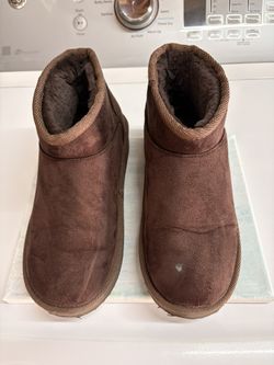 Girls Brown Faux Suede Fur-Lined Ankle Boots - size 3