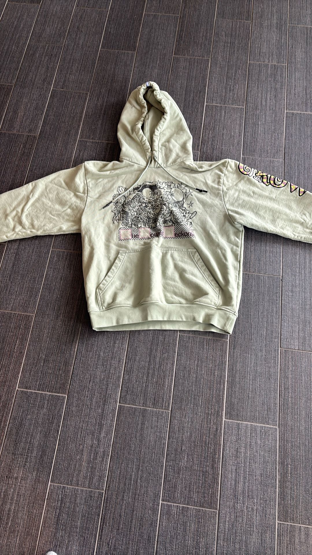 mcq - grow up logo-appliquéd printed cotton-jersey hoodie - green