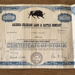 Vintage Stock Certificates Hollywood Park / AZ Land & cattle