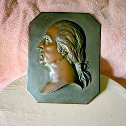 George Washington Bronze Wall Plaque and an Abraham Lincoln Profile in Shadow Box