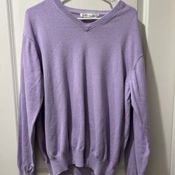 Peter Millar light purple v neck sweater cashmere silk and cotton knit size XL