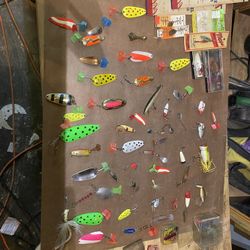 tackle box filled with vintage lures etc