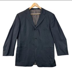 ERMENEGILDO ZEGNA Soft Mens Blazer Suit Jacket Sz 56R Blue Wool Blend Neiman