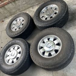 4 - 35x12.50r17LT 8x6.5 8x165.1 Stock Hummer H2 Chrome Rims Wheels With Tires!!!!