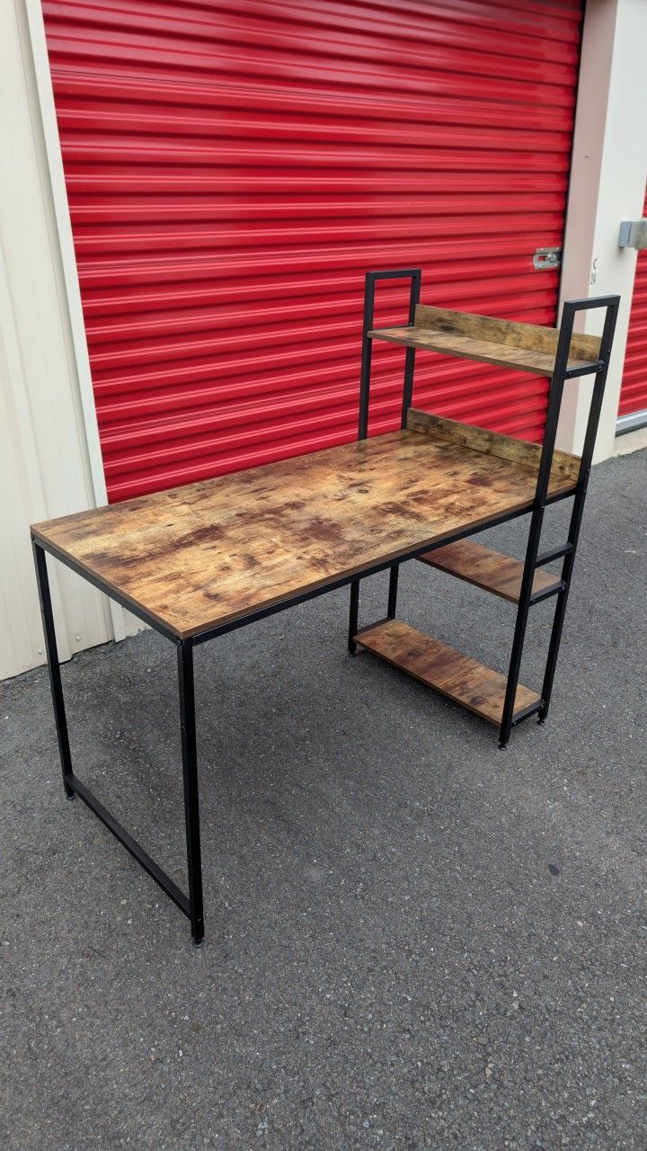 Desk with Attached Shelves (Sit-Stand Attach. Opt.)
