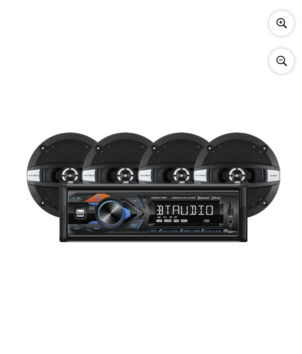 Dual Electronics Car Audio Bundle XDM17SPK4 Stereo and Coaxial Speakers, New